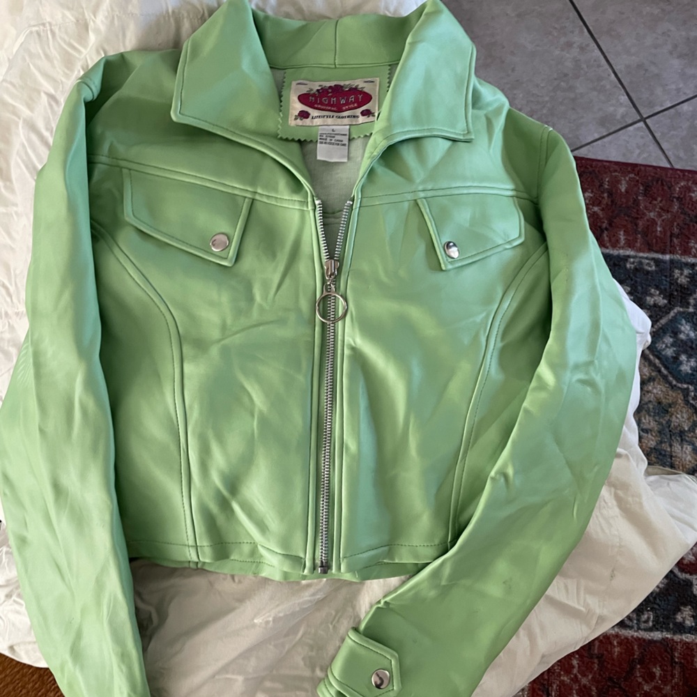 Mint green cropped jacket